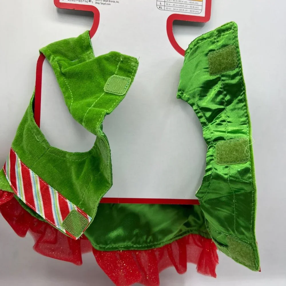 Holiday Party Dress Dog Small Green Red Christmas Bow Ruffle Hem Small Breed